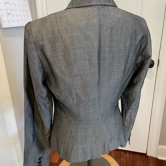 Etcetera gray rayon wool blend satin look blazer jacket classic simple elegant - Picture 3 of 10